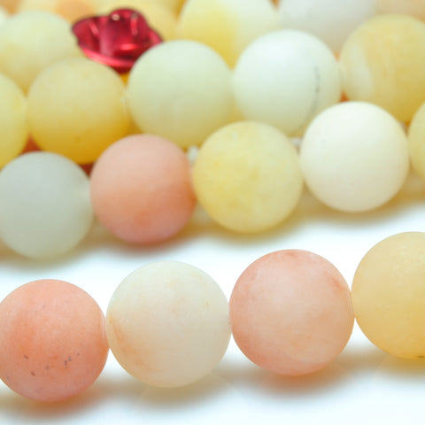 YesBeads Natural Gold Silk Jade matte round beads yellow gemstone 6-10mm 15"