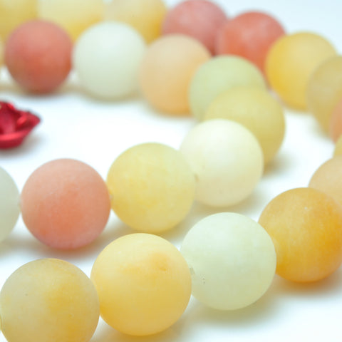 YesBeads Natural Gold Silk Jade matte round beads yellow gemstone 6-10mm 15"