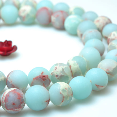 YesBeads Impression Jasper matte round beads aqua terra jasper stone 6mm-12mm 15"