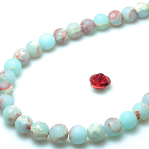 YesBeads Impression Jasper matte round beads aqua terra jasper stone 6mm-12mm 15"