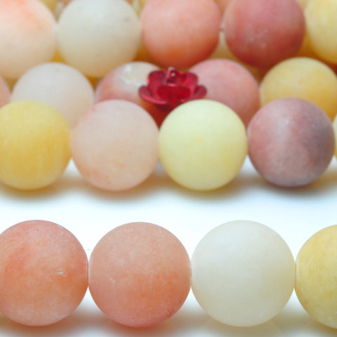 YesBeads Natural Gold Silk Jade matte round beads yellow gemstone 6-10mm 15"