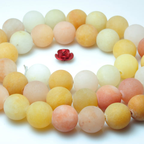 YesBeads Natural Gold Silk Jade matte round beads yellow gemstone 6-10mm 15"