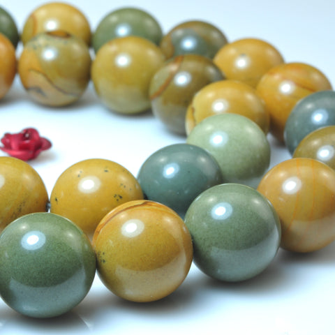 YesBeads Natural Picture Jasper United States gemstone smooth round beads 15"