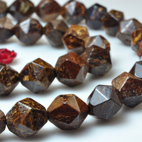 YesBeads Bronzite stone star cut faceted nugget beads gemstone 8mm 10mm 15"