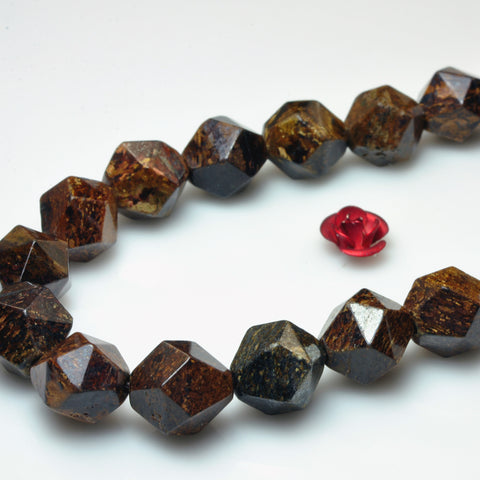 YesBeads Bronzite stone star cut faceted nugget beads gemstone 8mm 10mm 15"