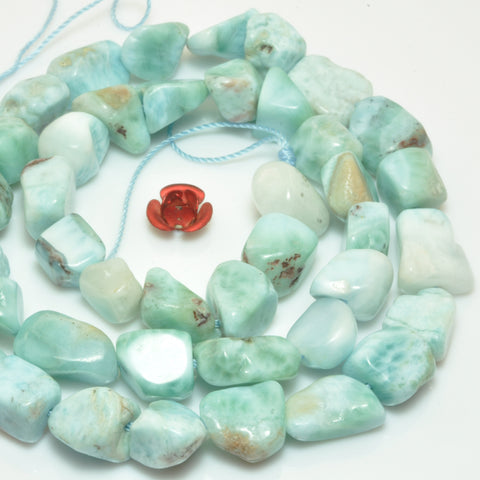 Natural blue larimar smooth irregular chip beads loose gemstone wholesale jewelry making bracelet diy stuff
