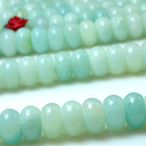 YesBeads Natural Amazonite gemstone smooth rondelle loose beads wholesale jewelry making 15"