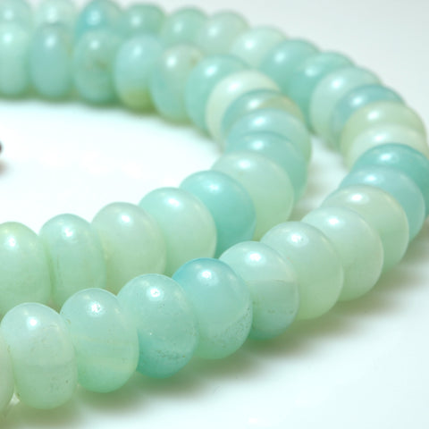 YesBeads Natural Amazonite gemstone smooth rondelle loose beads wholesale jewelry making 15"
