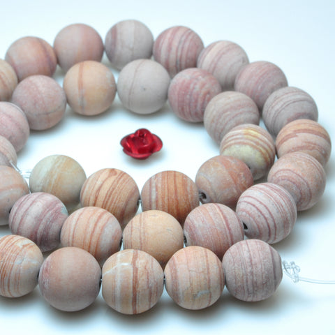 YesBeads Pink Banded Jasper matte round beads gemstone 6mm-10mm 15"