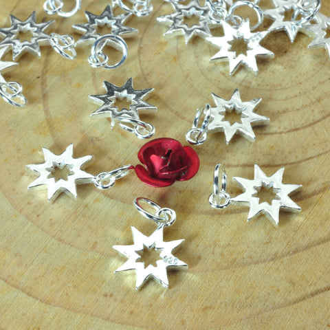 YesBeads 925 sterling silver Starburst charms silver star pendant charm earring jewelry findigns wholesale