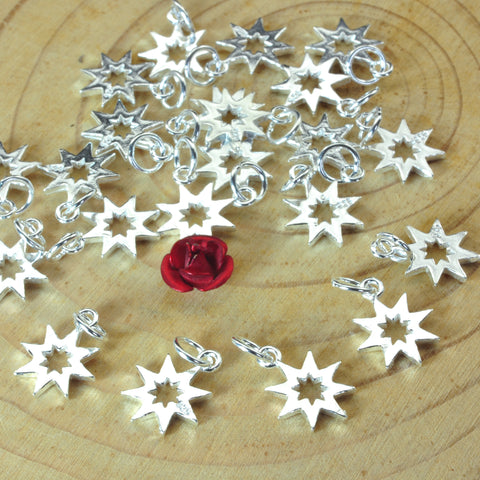 YesBeads 925 sterling silver Starburst charms silver star pendant charm earring jewelry findigns wholesale