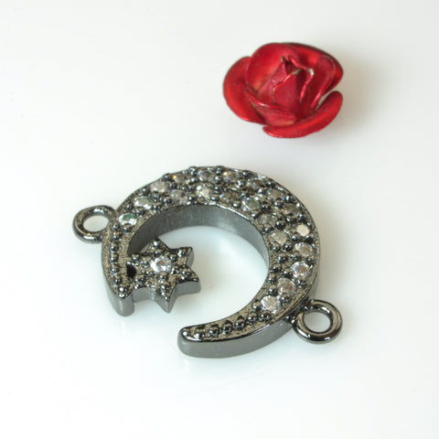 YesBeads Moon Star Connectors CZ pave electroplated copper charms bracelet jewelry findings wholesale