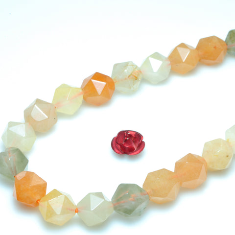 YesBeads Natural Rainbow Crystal Quartz Chalcedony mix gemstone star cut faceted nugget beads wholesale 15"