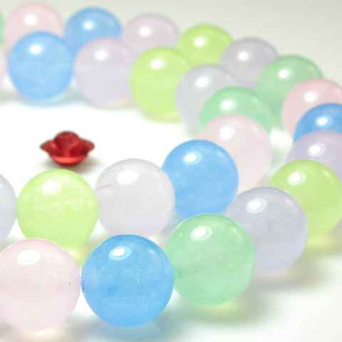 YesBeads Rainbow Jade multicolor mix gemstone smooth round loose beads wholesale jewelry making 15"