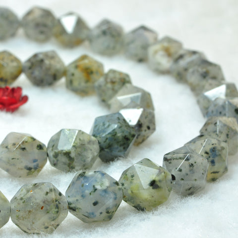 YesBeads Natural Black spot Agate star cut faceted nugget beads gemstone wholesale 15"