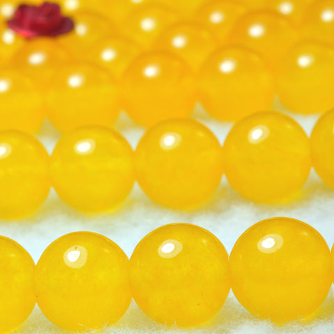 YesBeads Yellow Jade smooth round loose beads wholesale gemstone jewelry 15"