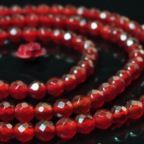 YesBeads Natural Carnelian faceted round beads wholesale gemstone jewelry 15"