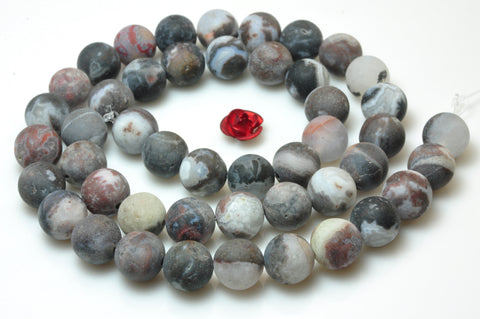 YesBeads natural black white Zebra Agate matte round loose beads gemstone wholesale jewelry making 15"