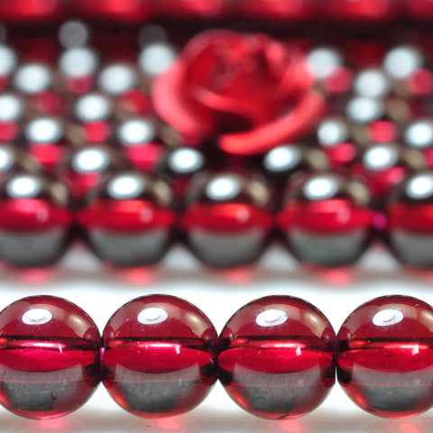 Nautral Red Garnet 5A grade smooth round loose beads wholesale gemstone jewelry making