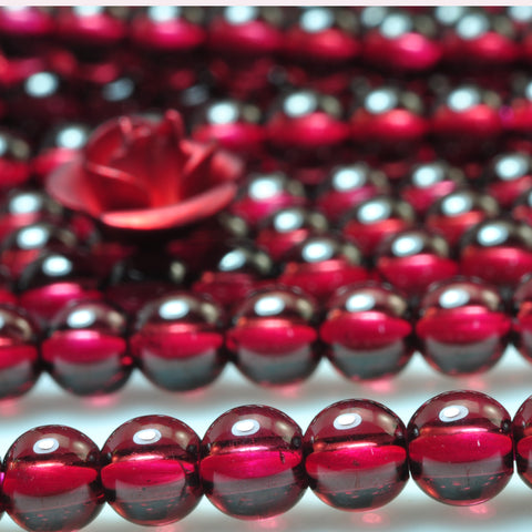 Nautral Red Garnet 5A grade smooth round loose beads wholesale gemstone jewelry making