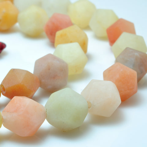 Natural Gold Silk Jade star cut faceted matte nugget beads gemstone jewelry making bracelet diy stuff
