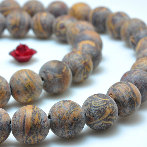 YesBeads Natural Rubber stone matte round beads gemstone 8mm 10mm 15"