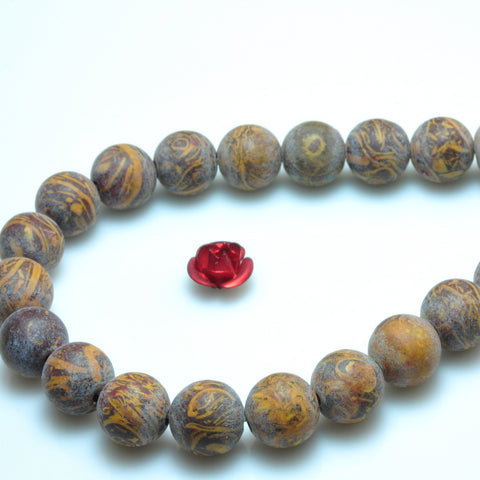 YesBeads Natural Rubber stone matte round beads gemstone 8mm 10mm 15"