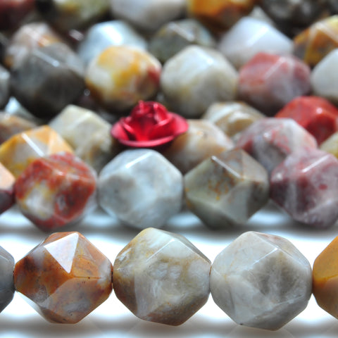 YesBeads Natural Gobi Agate star cut faceted nugget beads gemstone wholesale jewelry making 15"
