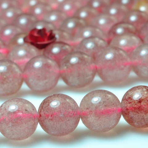 Natural strawberry quartz Lepidocrocite smooth round loose beads wholesale gemstone jewelry making bracelet necklace diy