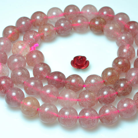 Natural strawberry quartz Lepidocrocite smooth round loose beads wholesale gemstone jewelry making bracelet necklace diy