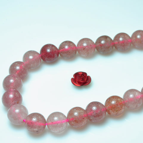 Natural strawberry quartz Lepidocrocite smooth round loose beads wholesale gemstone jewelry making bracelet necklace diy