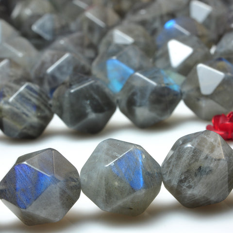 YesBeads Natural Labradorite AA grade star cut faceted nugget beads 6-12mm 15"
