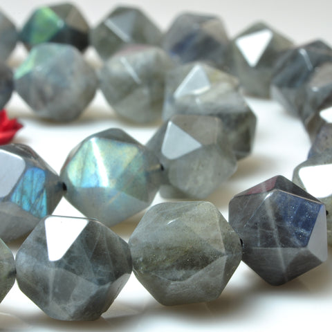 YesBeads Natural Labradorite AA grade star cut faceted nugget beads 6-12mm 15"