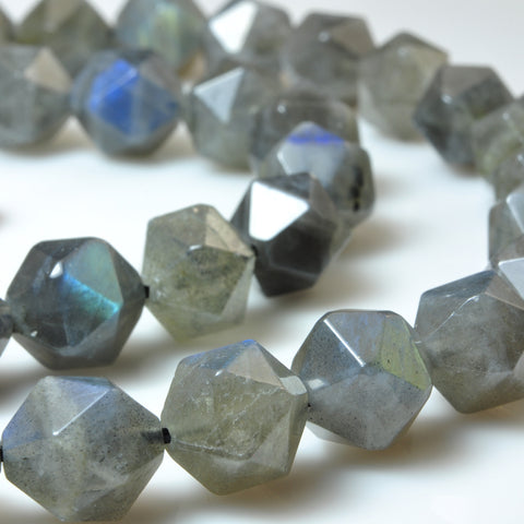YesBeads Natural Labradorite AA grade star cut faceted nugget beads 6-12mm 15"