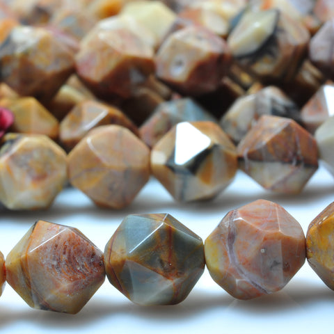 YesBeads Natural Venus Jasper star cut faceted nugget beads gemstone 8mm 15"