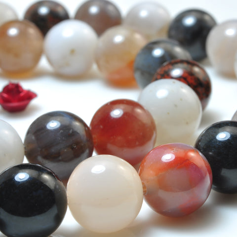 YesBeads Natural Arizona Petrified Wood Agate smooth round beads gemstone 15"