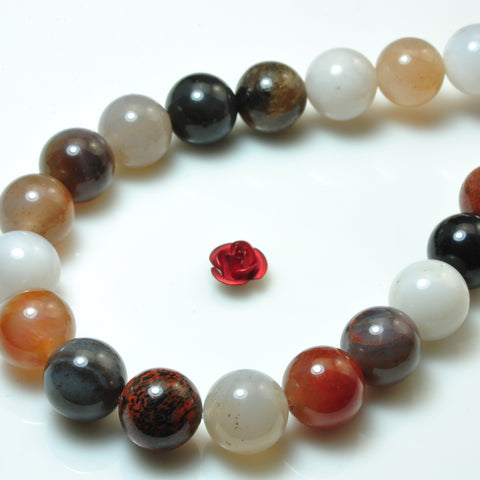 YesBeads Natural Arizona Petrified Wood Agate smooth round beads gemstone 15"