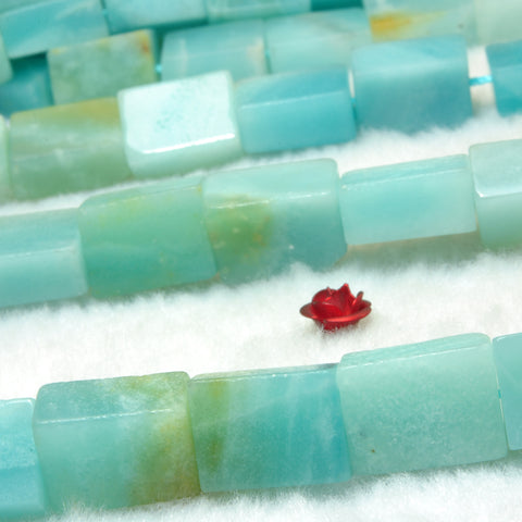 YesBeads natural green Amazonite gemstone smooth rectangle beads 11x15mm