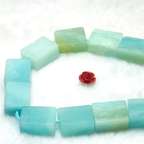 YesBeads natural green Amazonite gemstone smooth rectangle beads 11x15mm