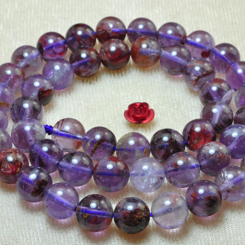Natural Super 7 Cacoxenite Amethyst smooth round loose beads super seven crystal gemstone bracelet necklace diy