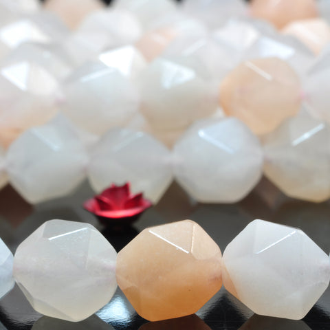 YesBeads natural pink Aventurine star cut faceted nuuget beads gemstone 15"