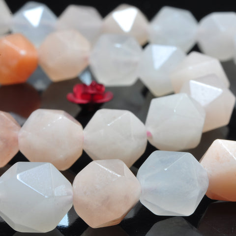 YesBeads natural pink Aventurine star cut faceted nuuget beads gemstone 15"
