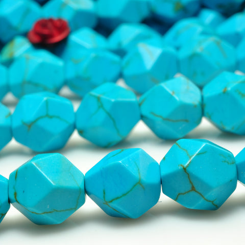 Blue Turquoise star cut faceted nugget beads gemstone wholesale jewelry making bracelet necklace diy