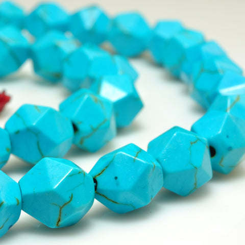 Blue Turquoise star cut faceted nugget beads gemstone wholesale jewelry making bracelet necklace diy