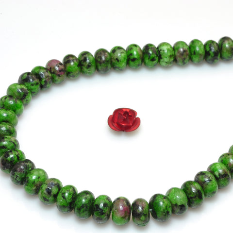 YesBeads Green Ruby Zoisite smooth rondelle beads gemstone 4x6mm 15"