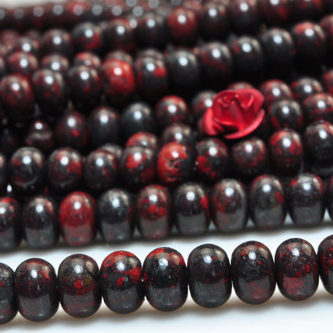YesBeads Natural Red Brecciated Jasper smooth rondelle beads gemstone 4x6mm 15"
