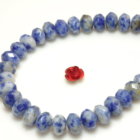 YesBeads Natural blue and white stone faceted rondelle beads gemstone 5x8mm 15"