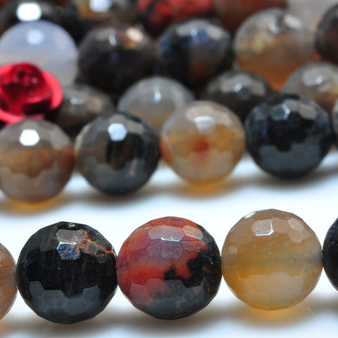 YesBeads Natural Arizona Petrified Wood Agate faceted round beads gemstone wholesale 15"