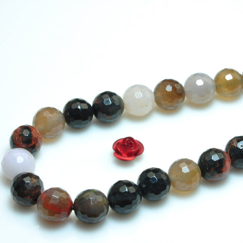 YesBeads Natural Arizona Petrified Wood Agate faceted round beads gemstone wholesale 15"