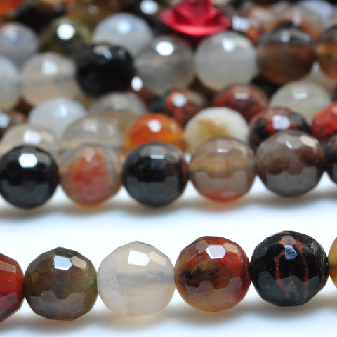 YesBeads Natural Arizona Petrified Wood Agate faceted round beads gemstone wholesale 15"